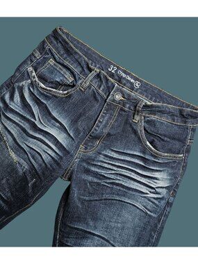 Crysp Denim Whiskering Stretchy Lightly Distressed Streetwear Jeans Men Size 32